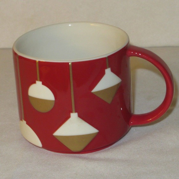 Starbucks Coffee Mug Cup Christmas Holiday Ornaments 2012 Red White Gold - Picture 1 of 2